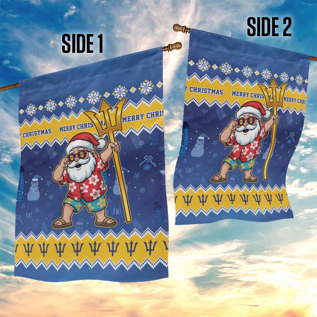 Barbados Christmas Garden Flag Trident Dabbing Santa - Wonder Print Shop