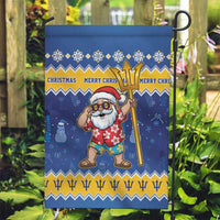 Barbados Christmas Garden Flag Trident Dabbing Santa - Wonder Print Shop