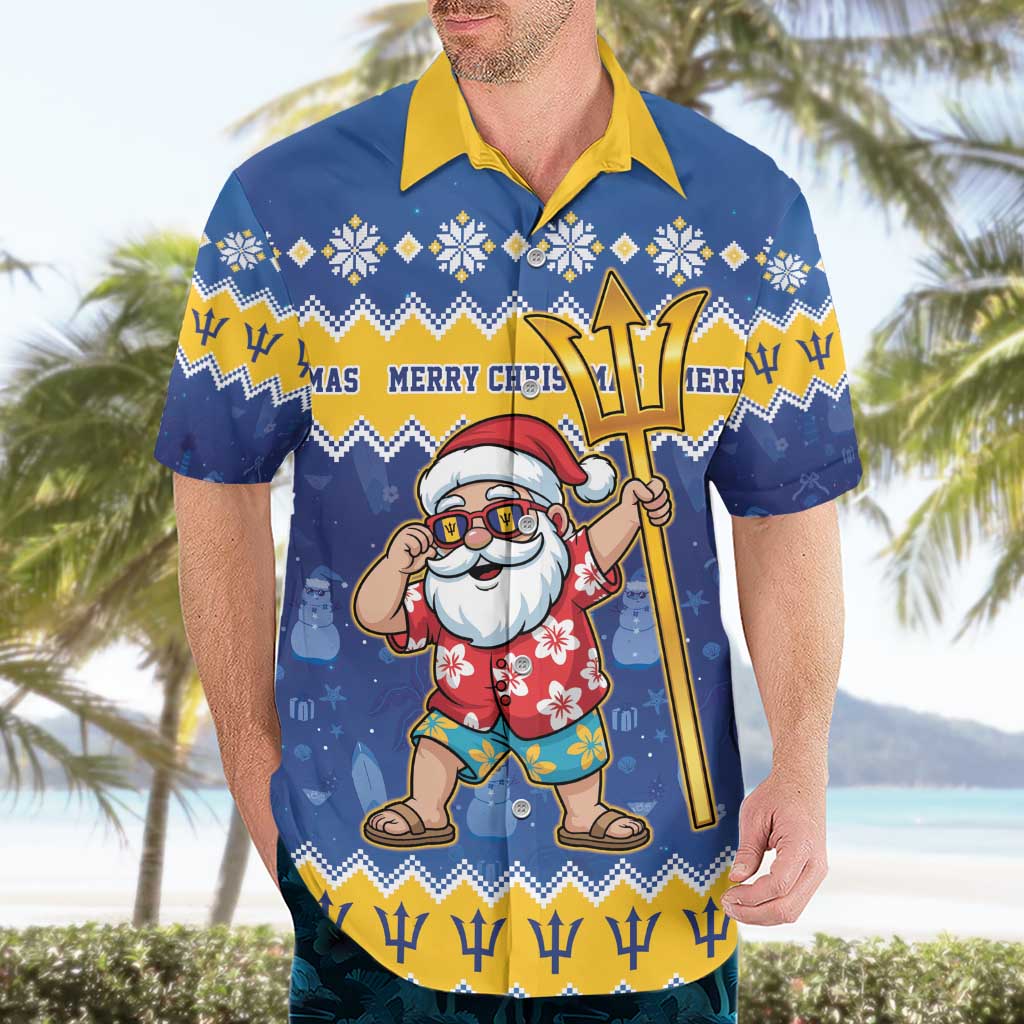 Barbados Christmas Hawaiian Shirt Trident Dabbing Santa - Wonder Print Shop