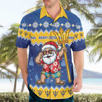Barbados Christmas Hawaiian Shirt Trident Dabbing Santa - Wonder Print Shop