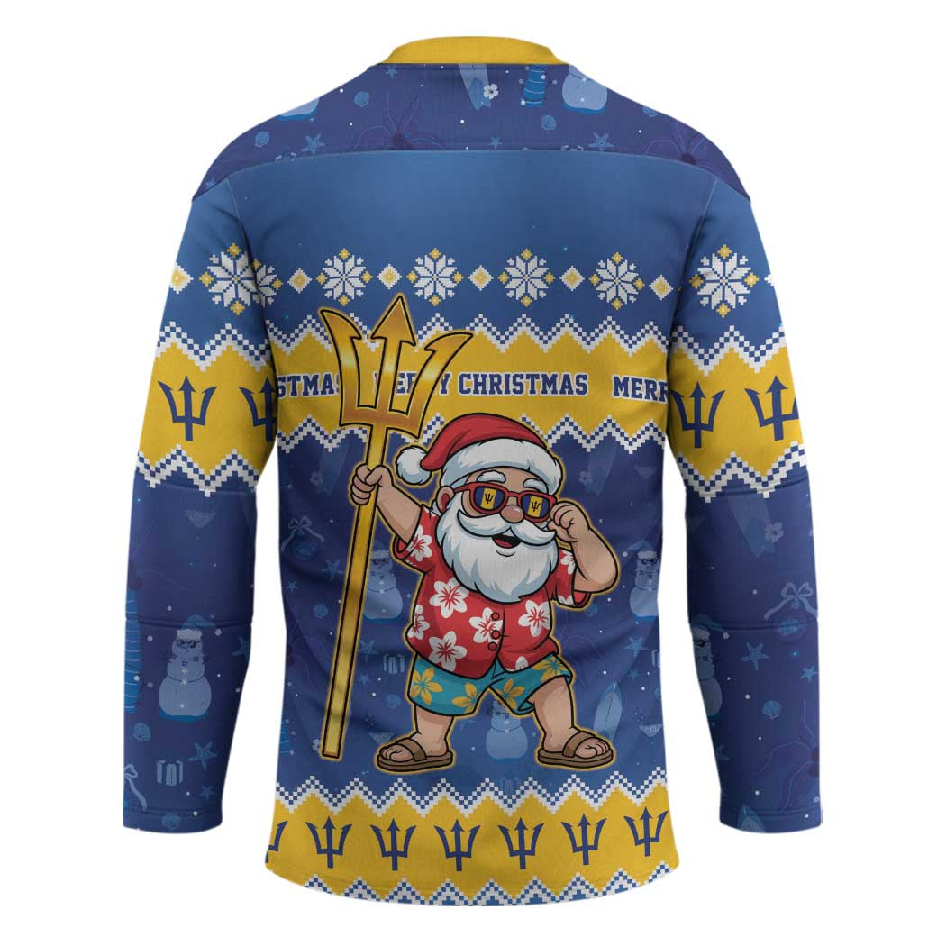 Barbados Christmas Hockey Jersey Trident Dabbing Santa - Wonder Print Shop
