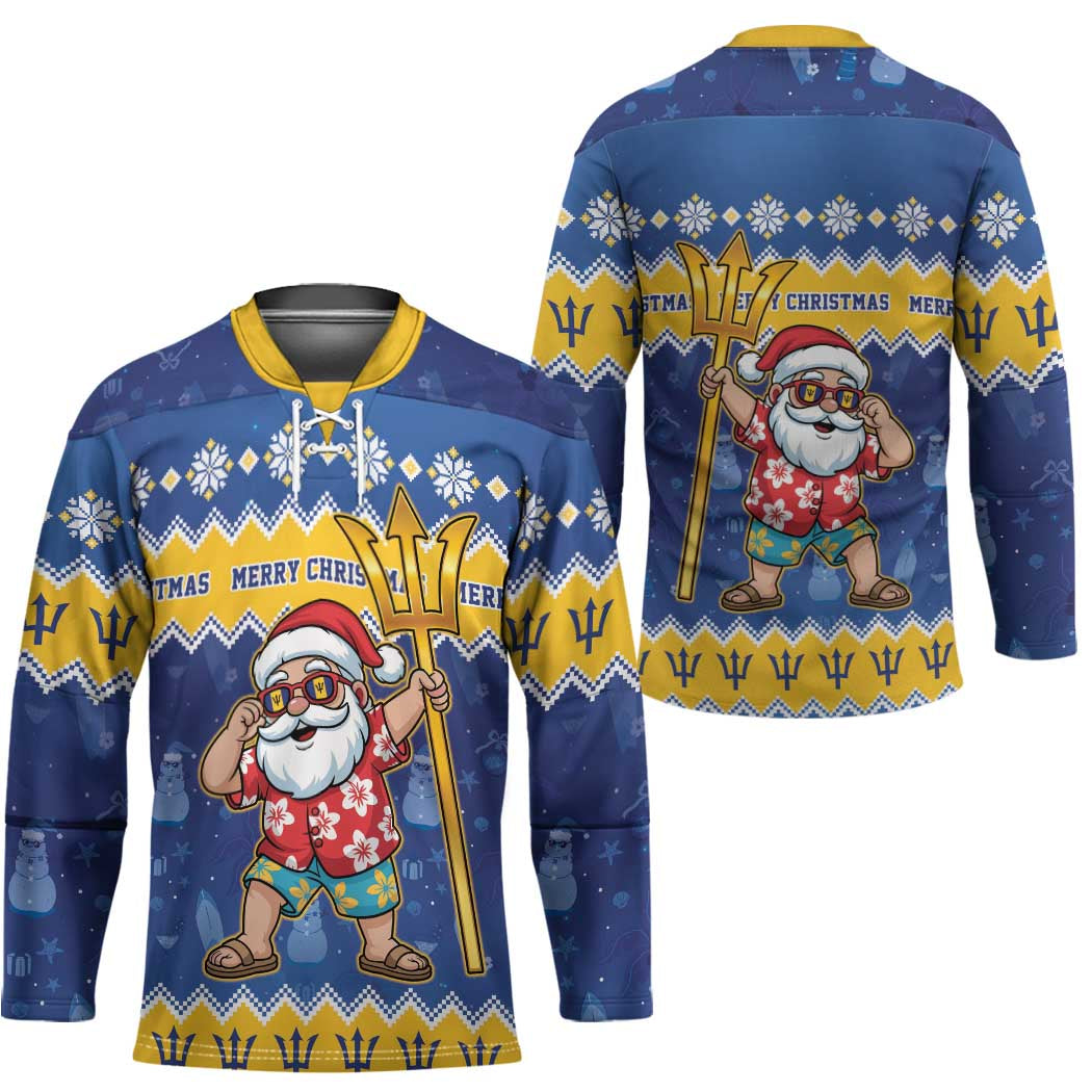 Barbados Christmas Hockey Jersey Trident Dabbing Santa - Wonder Print Shop
