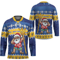 Barbados Christmas Hockey Jersey Trident Dabbing Santa - Wonder Print Shop