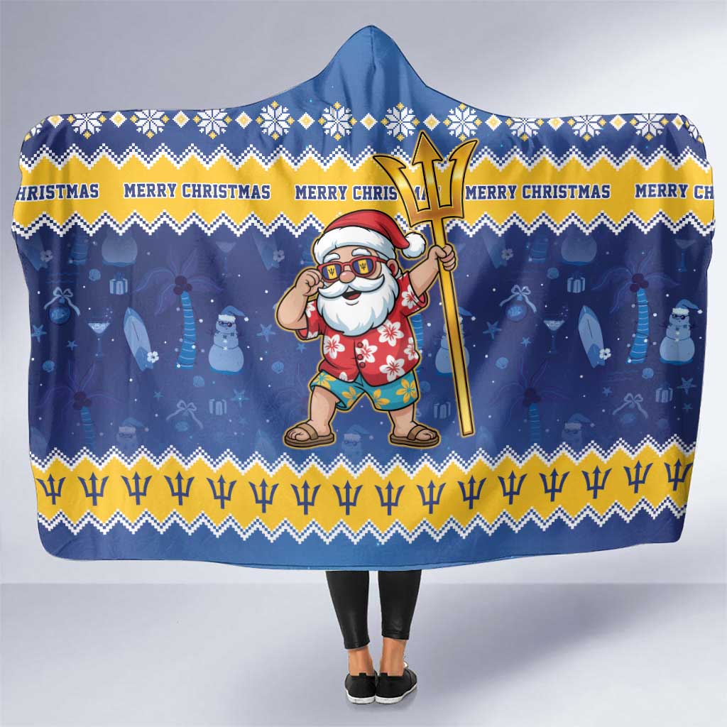 Barbados Christmas Hooded Blanket Trident Dabbing Santa - Wonder Print Shop