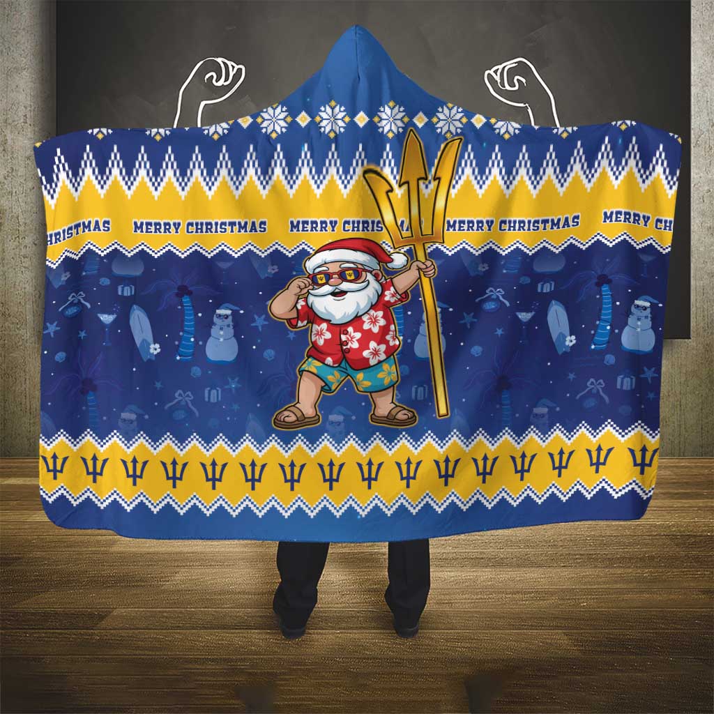 Barbados Christmas Hooded Blanket Trident Dabbing Santa - Wonder Print Shop