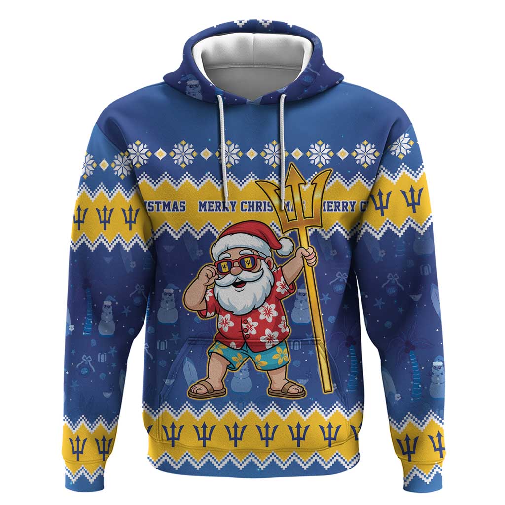 Barbados Christmas Hoodie Trident Dabbing Santa - Wonder Print Shop