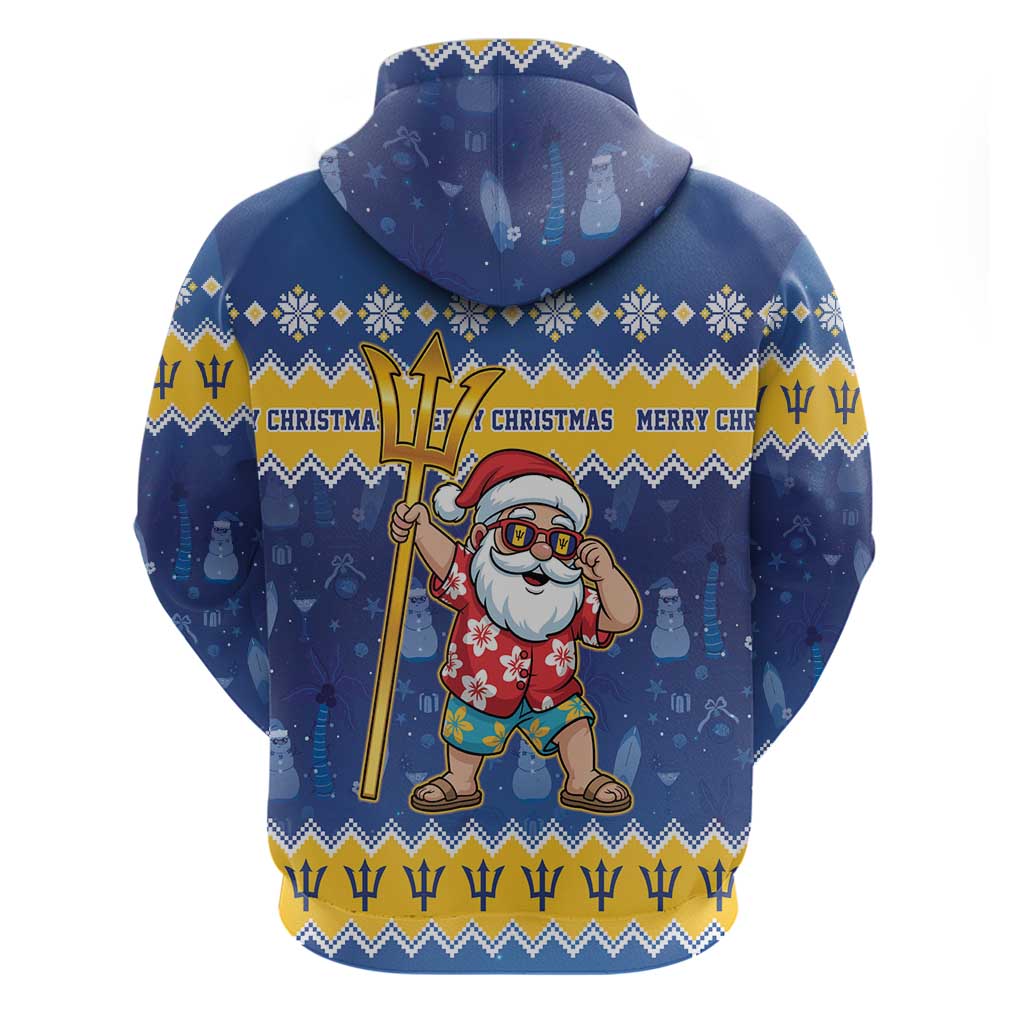 Barbados Christmas Hoodie Trident Dabbing Santa - Wonder Print Shop