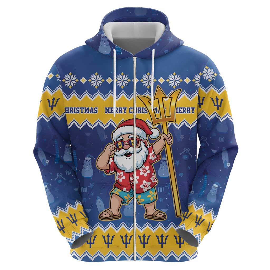 Barbados Christmas Hoodie Trident Dabbing Santa - Wonder Print Shop