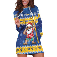 Barbados Christmas Hoodie Dress Trident Dabbing Santa - Wonder Print Shop