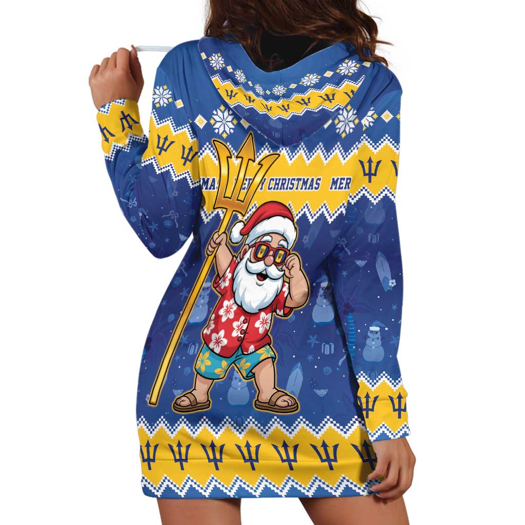 Barbados Christmas Hoodie Dress Trident Dabbing Santa - Wonder Print Shop