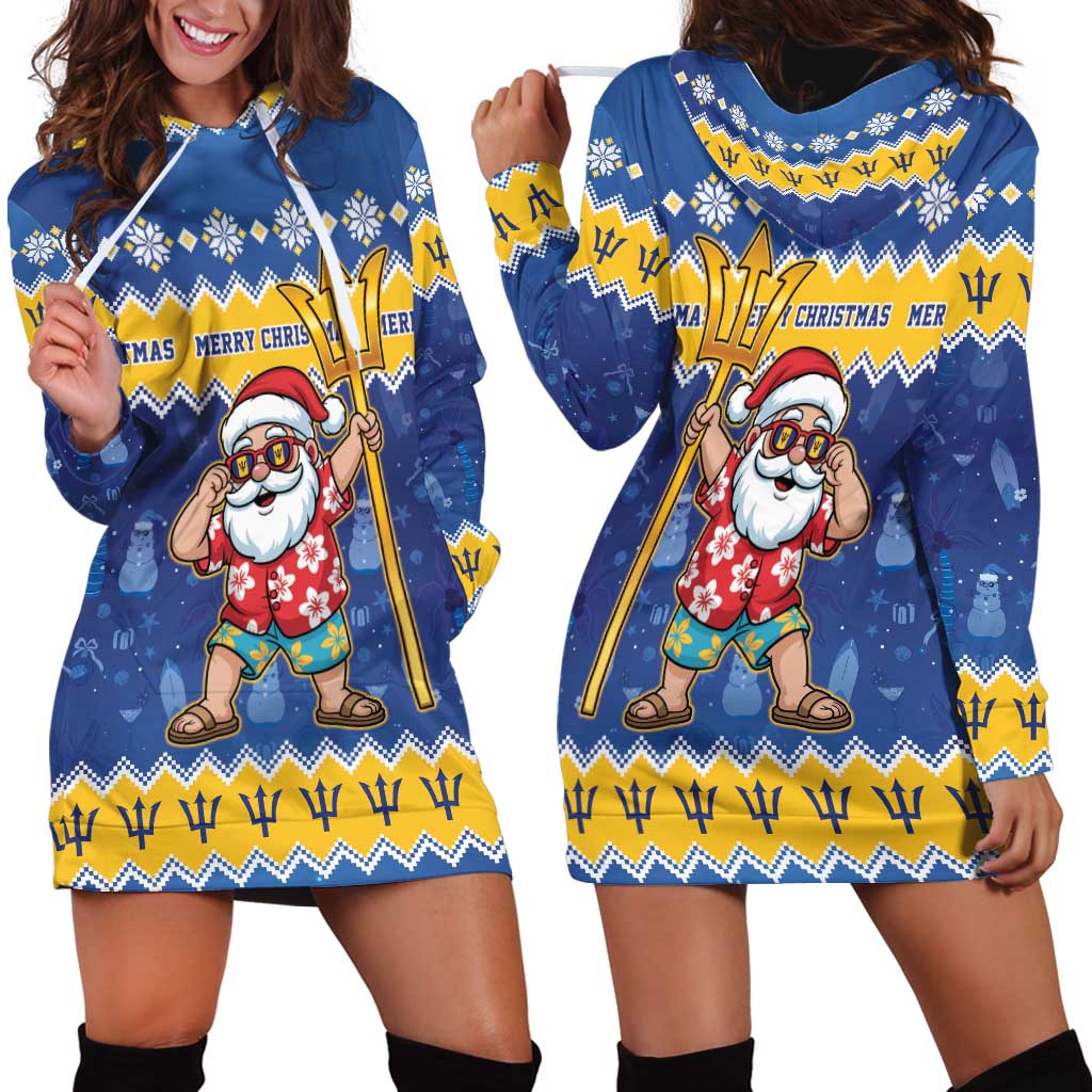 Barbados Christmas Hoodie Dress Trident Dabbing Santa - Wonder Print Shop