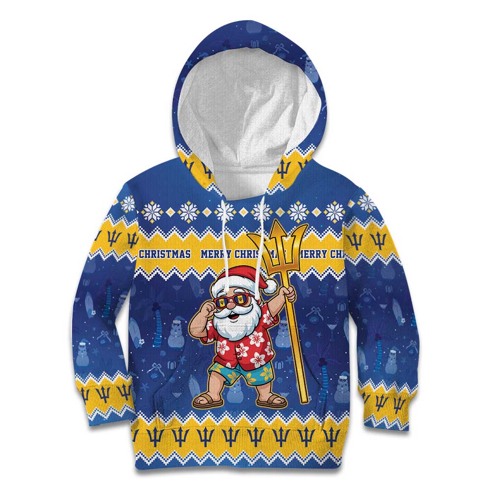 Barbados Christmas Kid Hoodie Trident Dabbing Santa - Wonder Print Shop