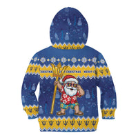 Barbados Christmas Kid Hoodie Trident Dabbing Santa - Wonder Print Shop