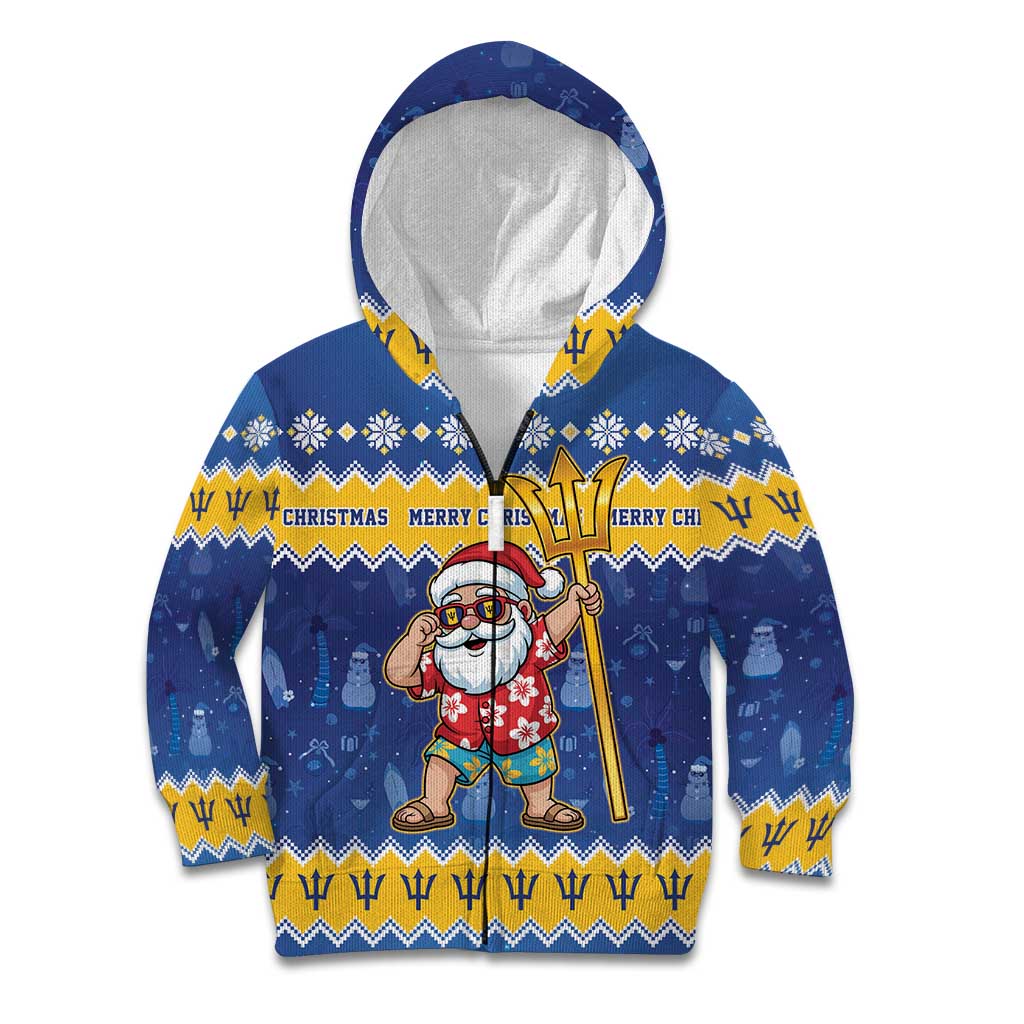 Barbados Christmas Kid Hoodie Trident Dabbing Santa - Wonder Print Shop