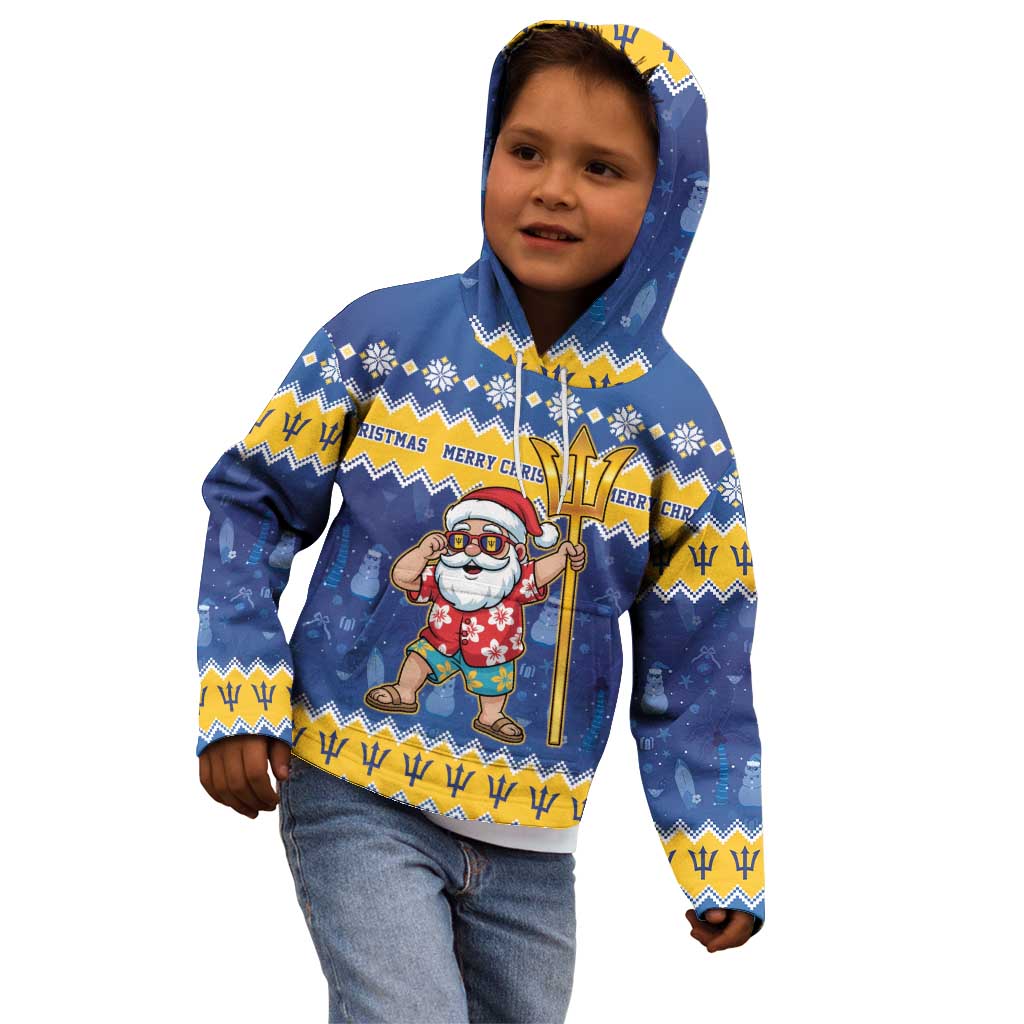 Barbados Christmas Kid Hoodie Trident Dabbing Santa - Wonder Print Shop