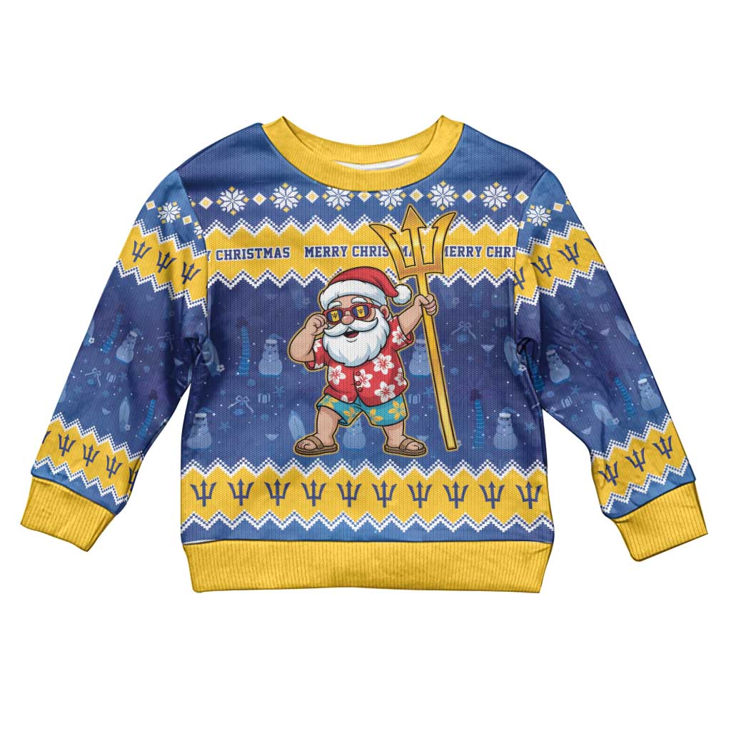 Barbados Christmas Kid Ugly Christmas Sweater Trident Dabbing Santa - Wonder Print Shop