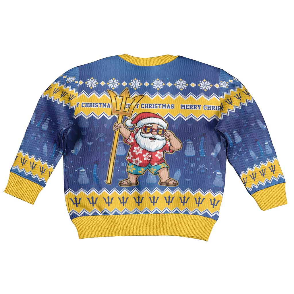 Barbados Christmas Kid Ugly Christmas Sweater Trident Dabbing Santa - Wonder Print Shop