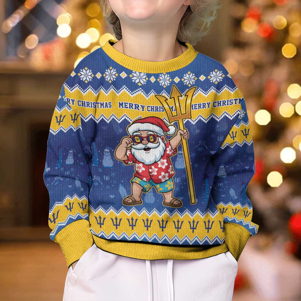 Barbados Christmas Kid Ugly Christmas Sweater Trident Dabbing Santa - Wonder Print Shop