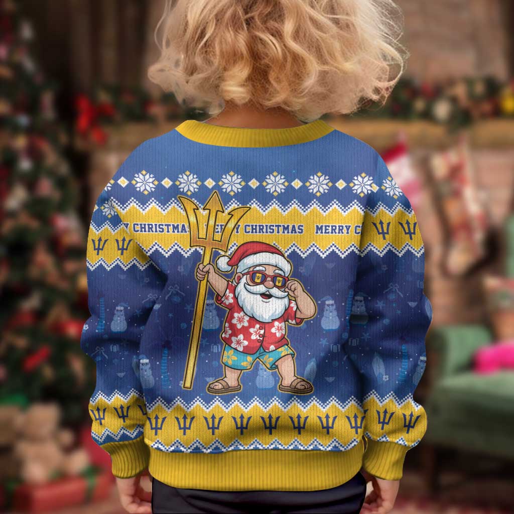 Barbados Christmas Kid Ugly Christmas Sweater Trident Dabbing Santa - Wonder Print Shop