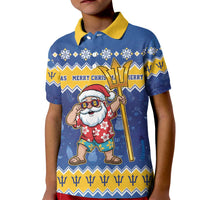 Barbados Christmas Kid Polo Shirt Trident Dabbing Santa - Wonder Print Shop