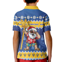Barbados Christmas Kid Polo Shirt Trident Dabbing Santa - Wonder Print Shop