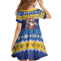 Barbados Christmas Kid Short Sleeve Dress Trident Dabbing Santa - Wonder Print Shop
