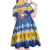 Barbados Christmas Kid Short Sleeve Dress Trident Dabbing Santa - Wonder Print Shop