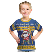 Barbados Christmas Kid T Shirt Trident Dabbing Santa - Wonder Print Shop
