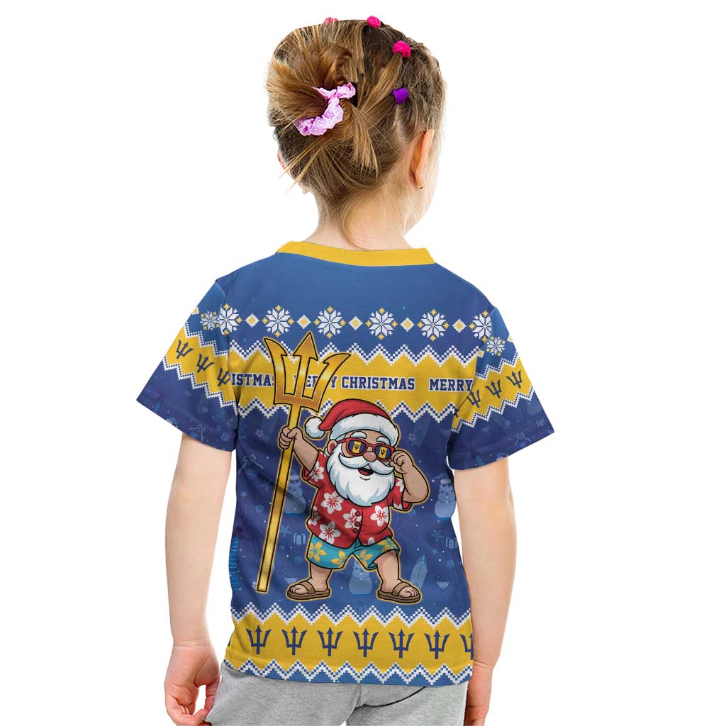 Barbados Christmas Kid T Shirt Trident Dabbing Santa - Wonder Print Shop