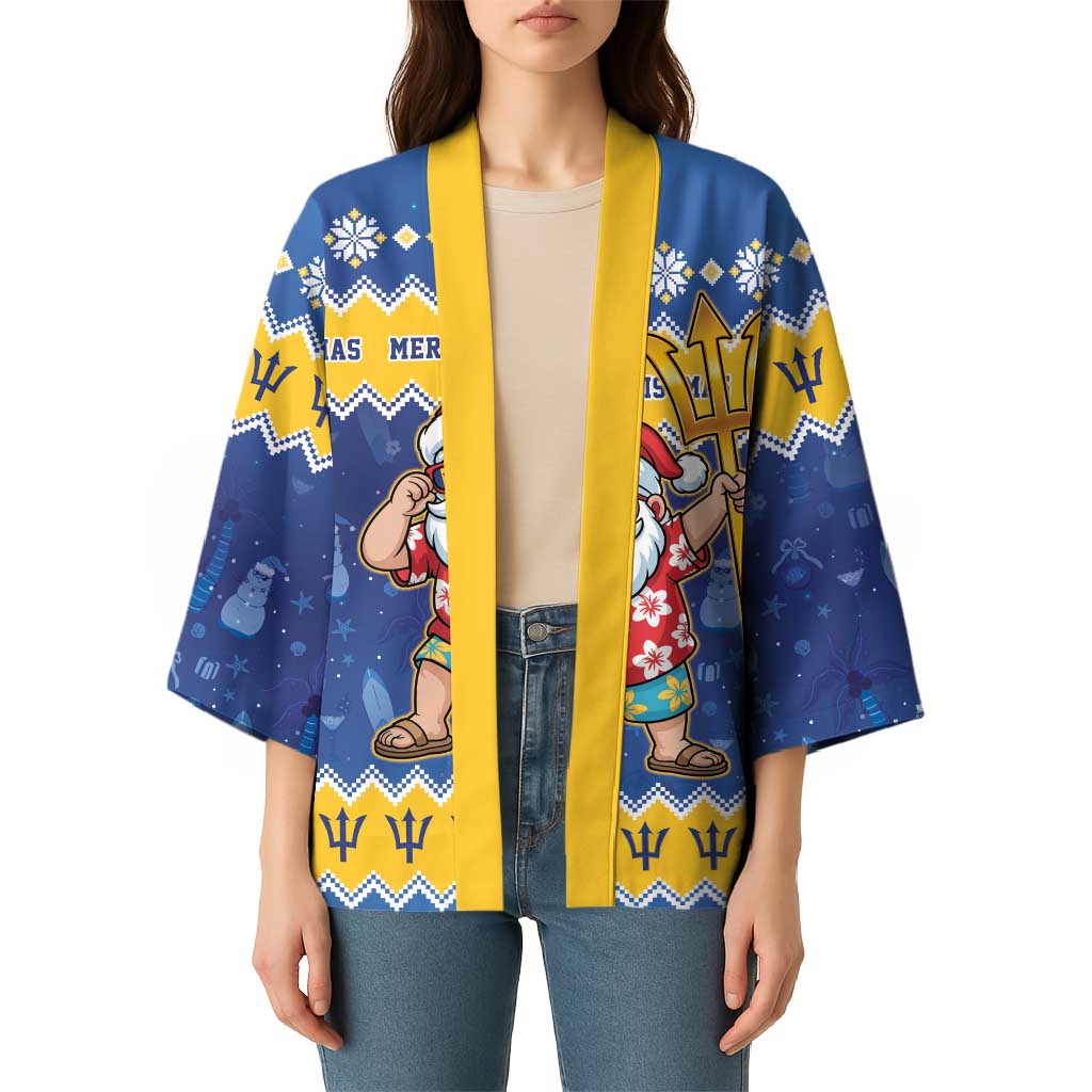 Barbados Christmas Kimono Trident Dabbing Santa - Wonder Print Shop