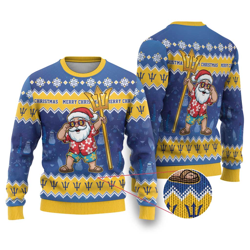 Barbados Christmas Ugly Christmas Sweater Trident Dabbing Santa - Wonder Print Shop
