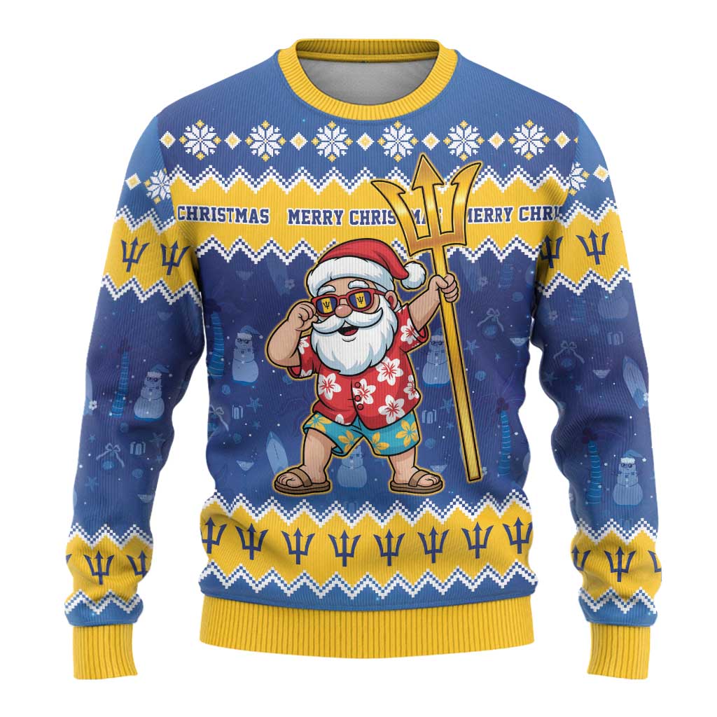 Barbados Christmas Ugly Christmas Sweater Trident Dabbing Santa - Wonder Print Shop