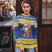 Barbados Christmas Ugly Christmas Sweater Trident Dabbing Santa - Wonder Print Shop
