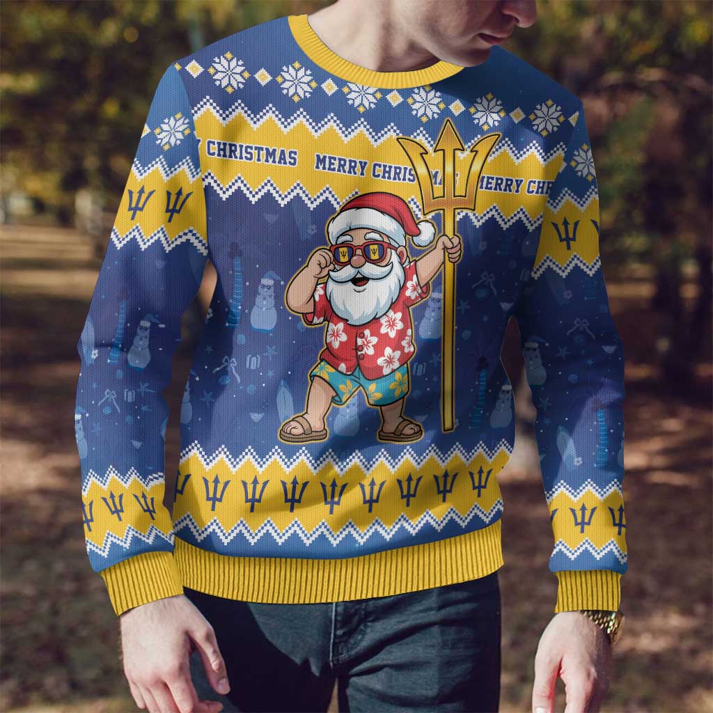 Barbados Christmas Ugly Christmas Sweater Trident Dabbing Santa - Wonder Print Shop