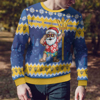 Barbados Christmas Ugly Christmas Sweater Trident Dabbing Santa - Wonder Print Shop