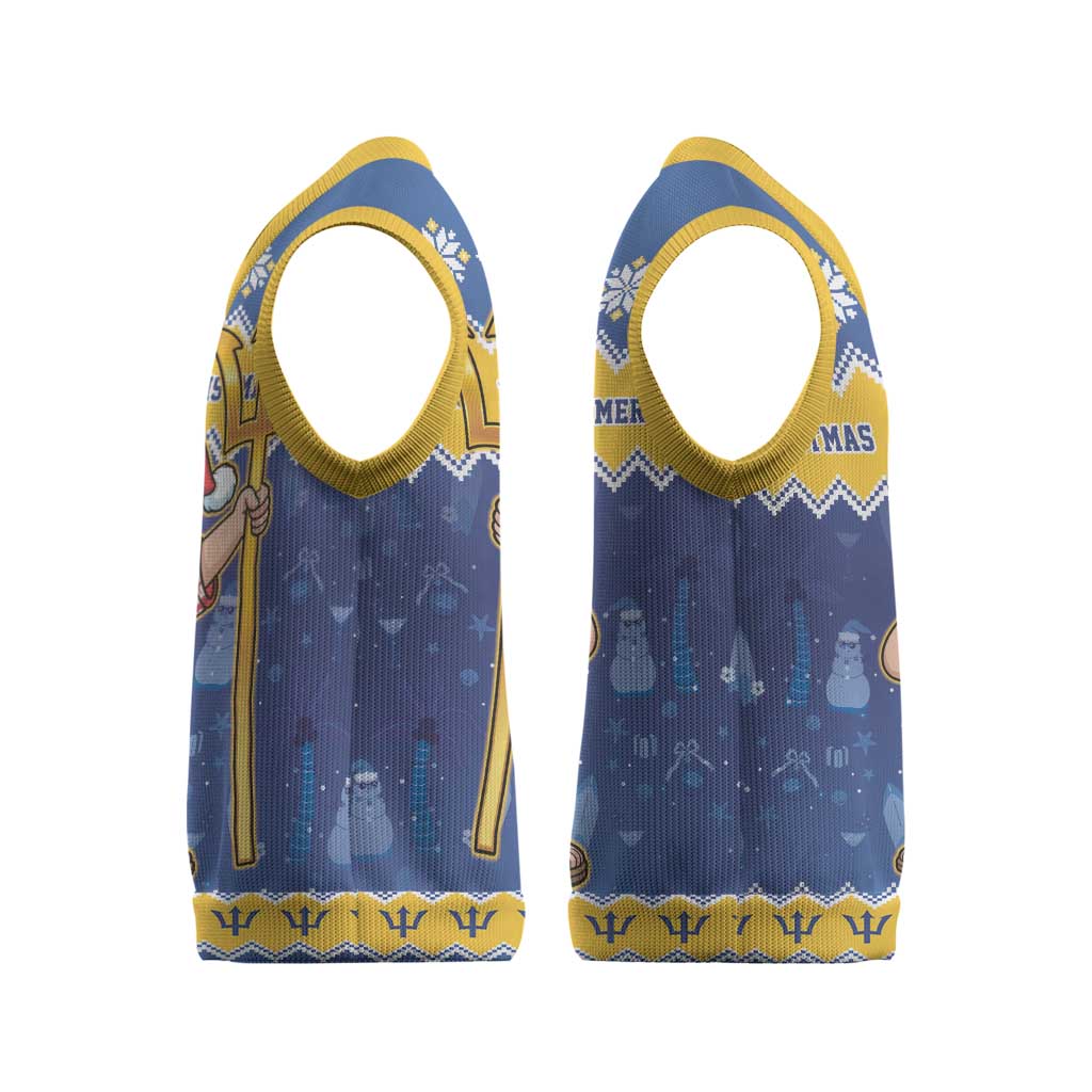 Barbados Christmas Knitted V-Neck Vest Trident Dabbing Santa - Wonder Print Shop