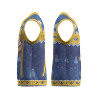 Barbados Christmas Knitted V-Neck Vest Trident Dabbing Santa - Wonder Print Shop