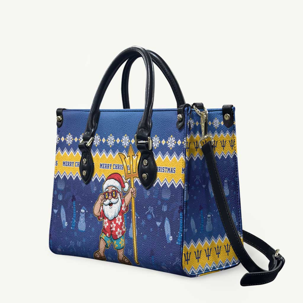 Barbados Christmas Leather Bag Trident Dabbing Santa - Wonder Print Shop