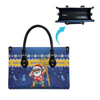 Barbados Christmas Leather Bag Trident Dabbing Santa - Wonder Print Shop