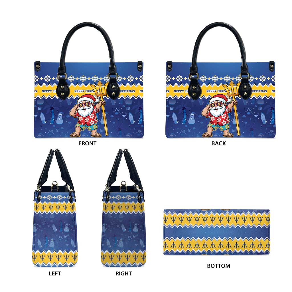 Barbados Christmas Leather Bag Trident Dabbing Santa - Wonder Print Shop