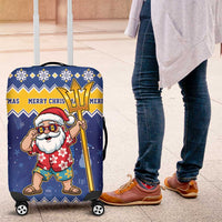 Barbados Christmas Luggage Cover Trident Dabbing Santa - Wonder Print Shop