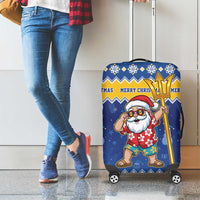 Barbados Christmas Luggage Cover Trident Dabbing Santa - Wonder Print Shop