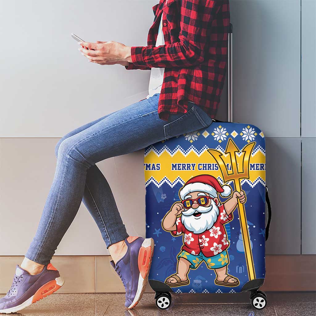 Barbados Christmas Luggage Cover Trident Dabbing Santa - Wonder Print Shop