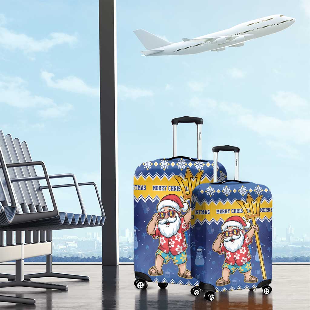 Barbados Christmas Luggage Cover Trident Dabbing Santa - Wonder Print Shop