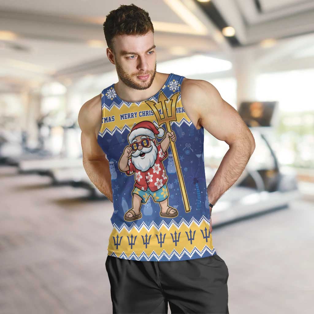 Barbados Christmas Men Tank Top Trident Dabbing Santa - Wonder Print Shop