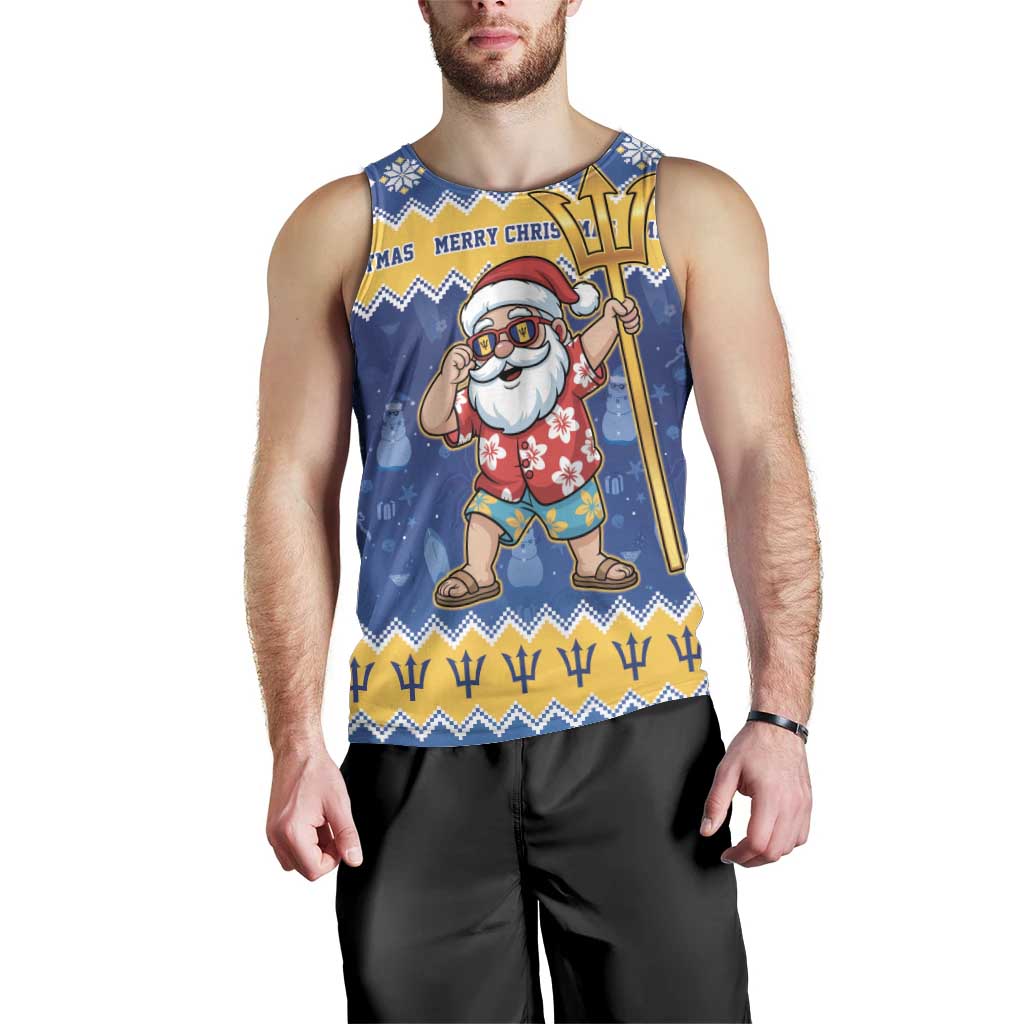 Barbados Christmas Men Tank Top Trident Dabbing Santa - Wonder Print Shop