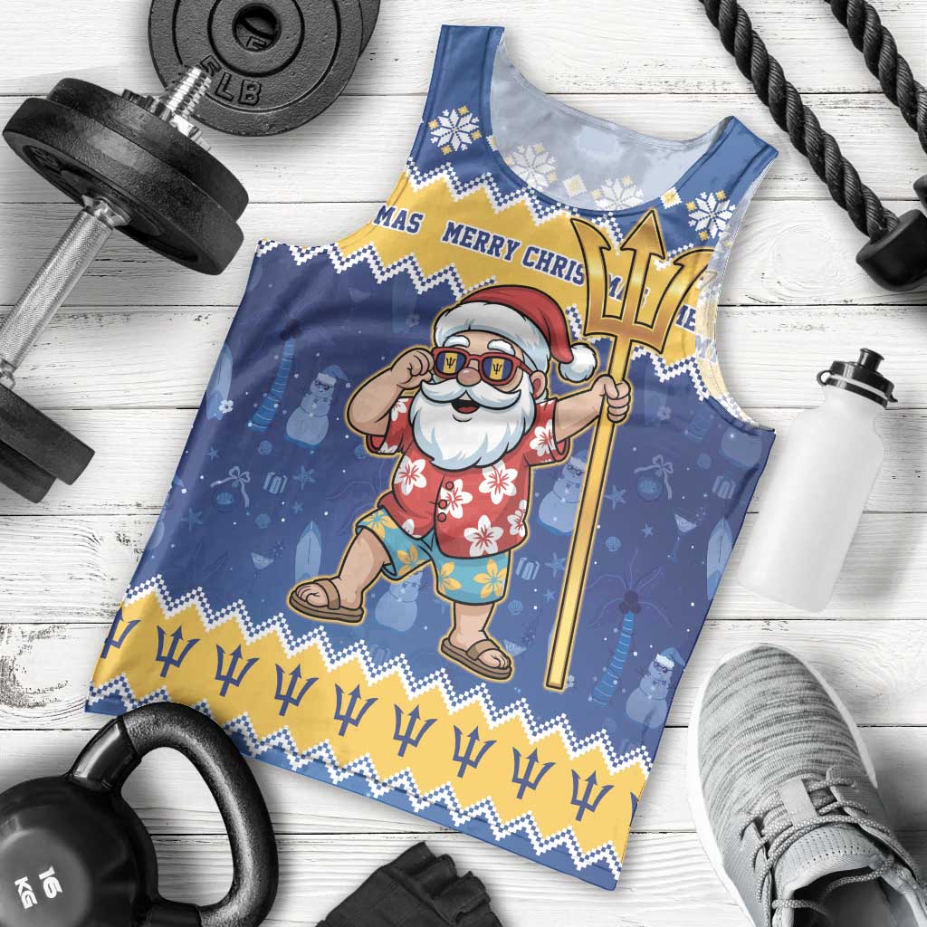 Barbados Christmas Men Tank Top Trident Dabbing Santa - Wonder Print Shop