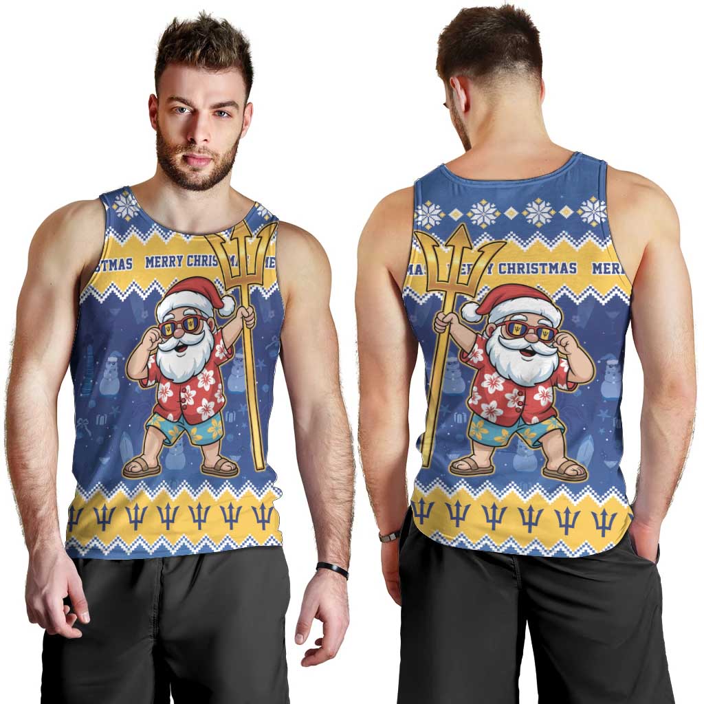 Barbados Christmas Men Tank Top Trident Dabbing Santa - Wonder Print Shop