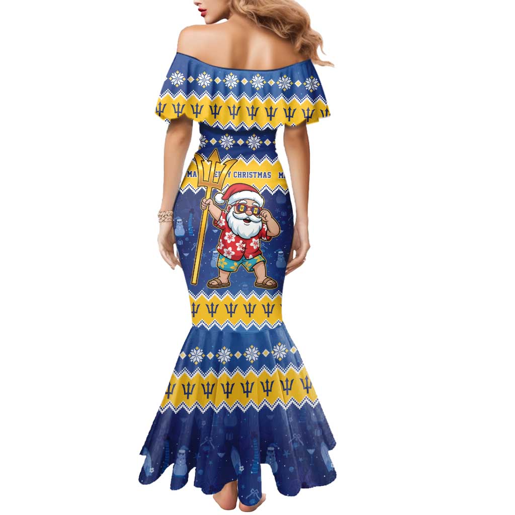Barbados Christmas Mermaid Dress Trident Dabbing Santa - Wonder Print Shop