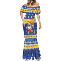 Barbados Christmas Mermaid Dress Trident Dabbing Santa - Wonder Print Shop
